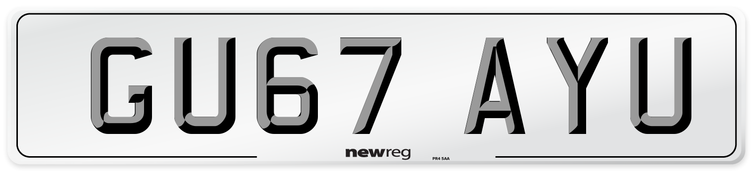GU67 AYU Number Plate from New Reg